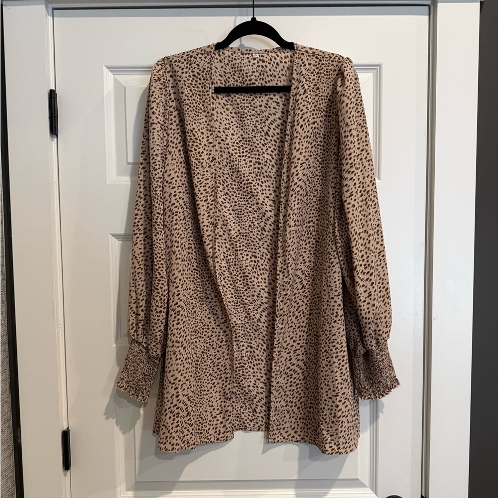 Leopard Print Open Front Lightweight Cardigan